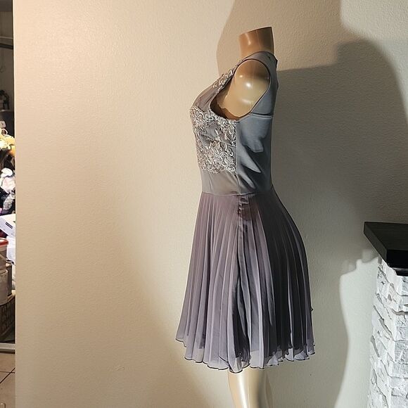 BRAND NEW AX PARIS PLEATED SLEEVELESS LACE DESIGN EMBELLISHMENTS MINI DRESS - Picture 10 of 16